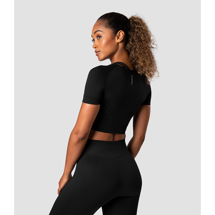 Define Seamless Cropped T-shirt Wmn, Black
