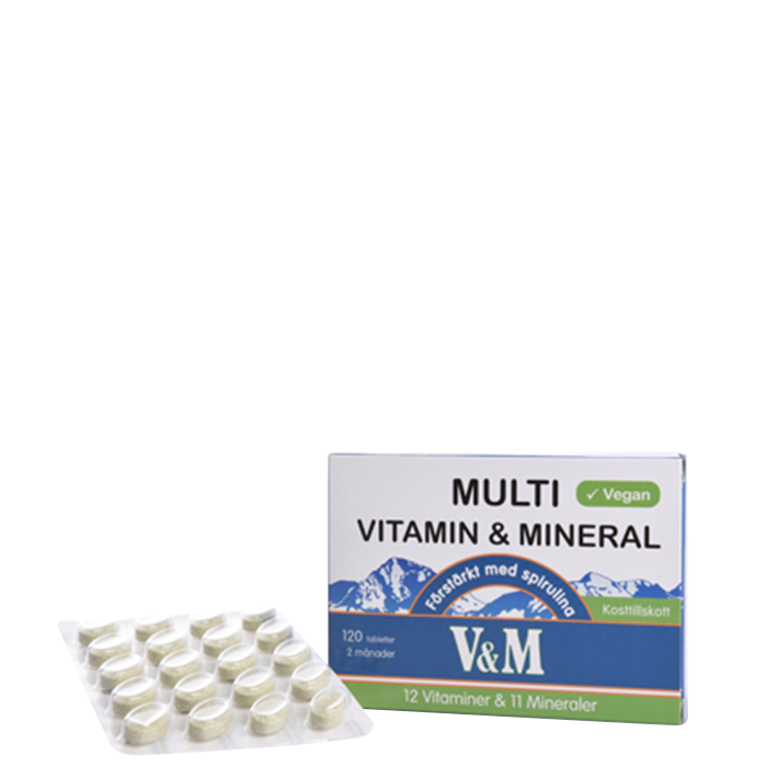 Bild av V&M Multivitamin & Mineral med Spirulina, 120 tabletter