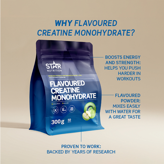 Smaksatt Kreatin Monohydrat 300 g green_apple_new