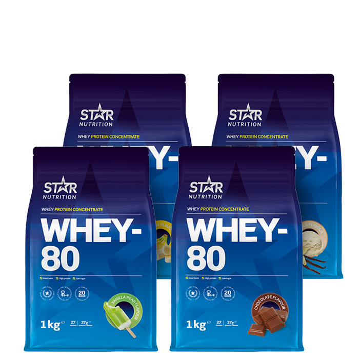 Mix&Match: 4 x Whey-80 Vassleprotein 1 kg