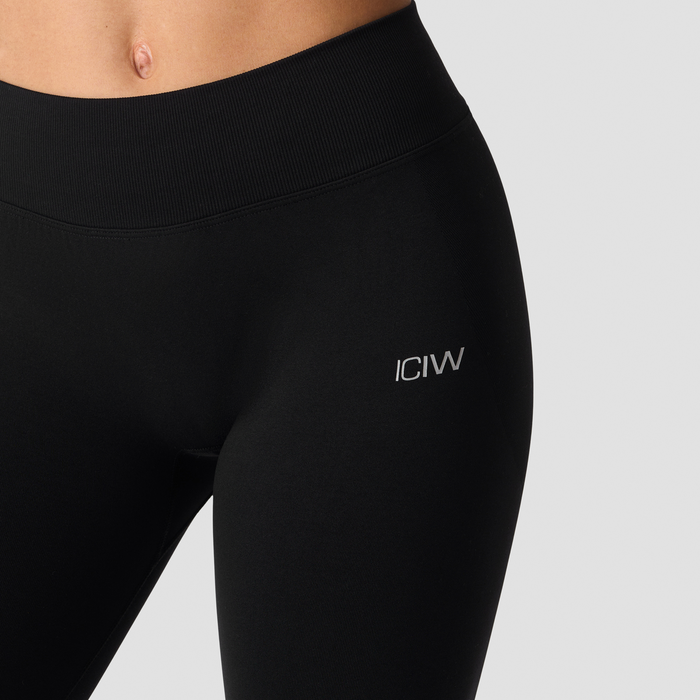 Smooth Seamless Tights Medelh&ouml;g Midja V‑form Svart