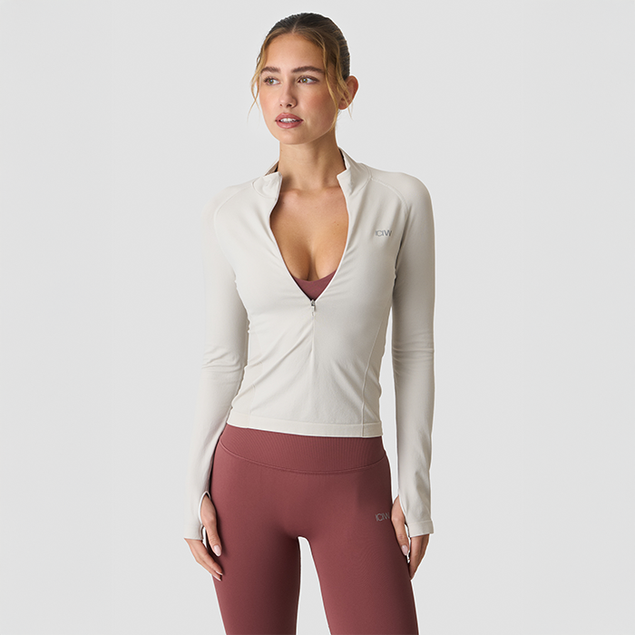 Define Halv-Zip Tr&ouml;ja Beige