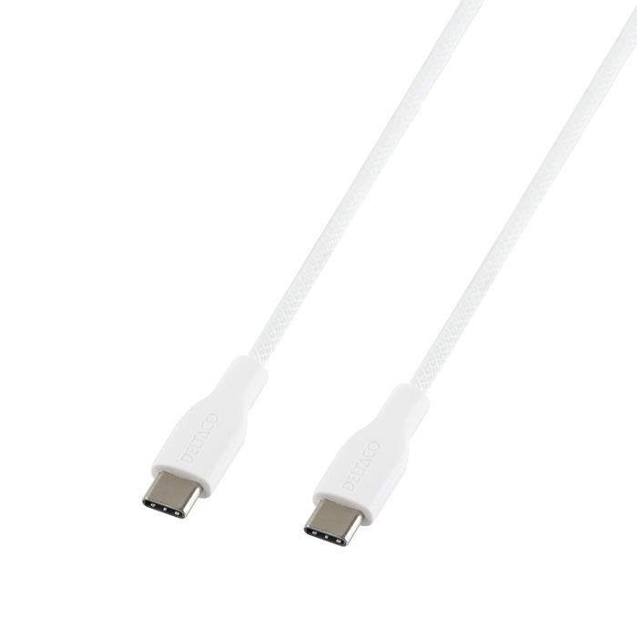 USB-C till USB-C Flätad Laddningskabel 60W 1 m Vit