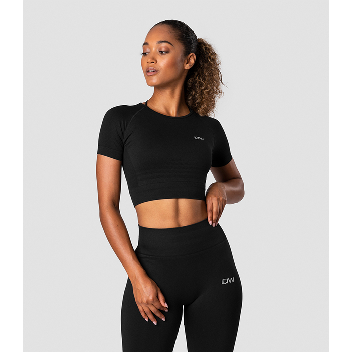 Define Seamless Cropped T-shirt Wmn, Black