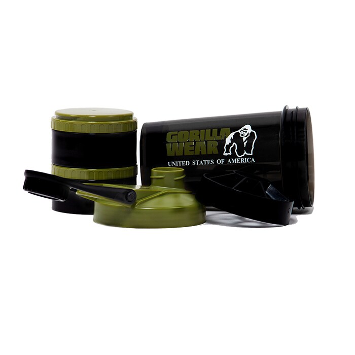 Shaker 2 Go Svart/Gr&ouml;n 500 ml + 130 ml x 2