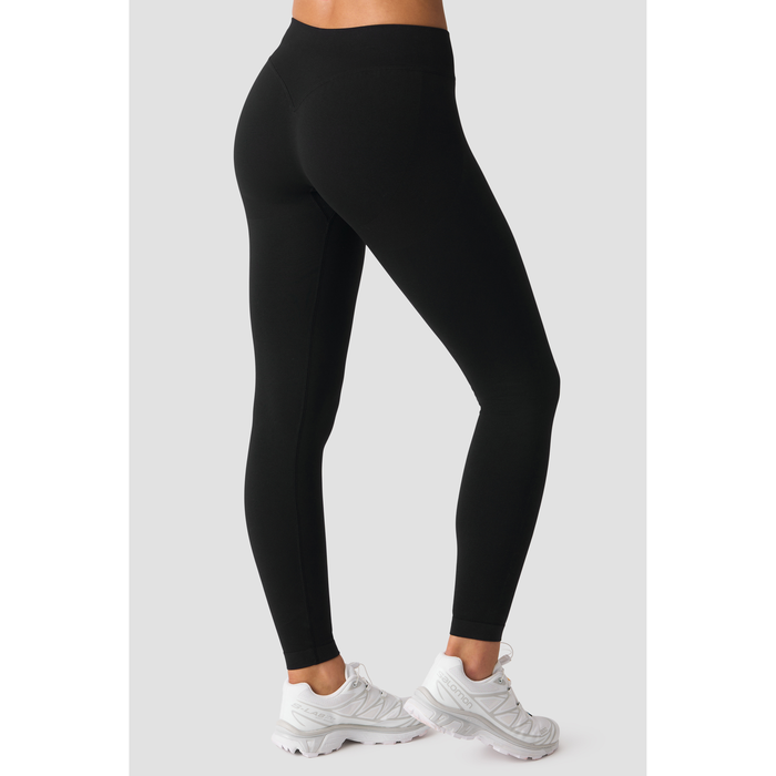 Smooth Seamless Tights Medelh&ouml;g Midja V‑form Svart