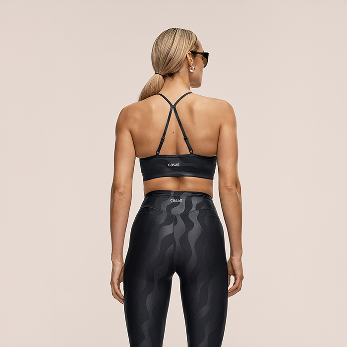 Sleek Sport‑BH Svart M&ouml;nstrad