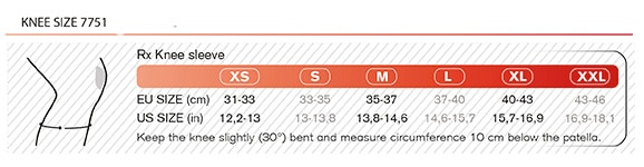 Knee sleeve storleksguide
